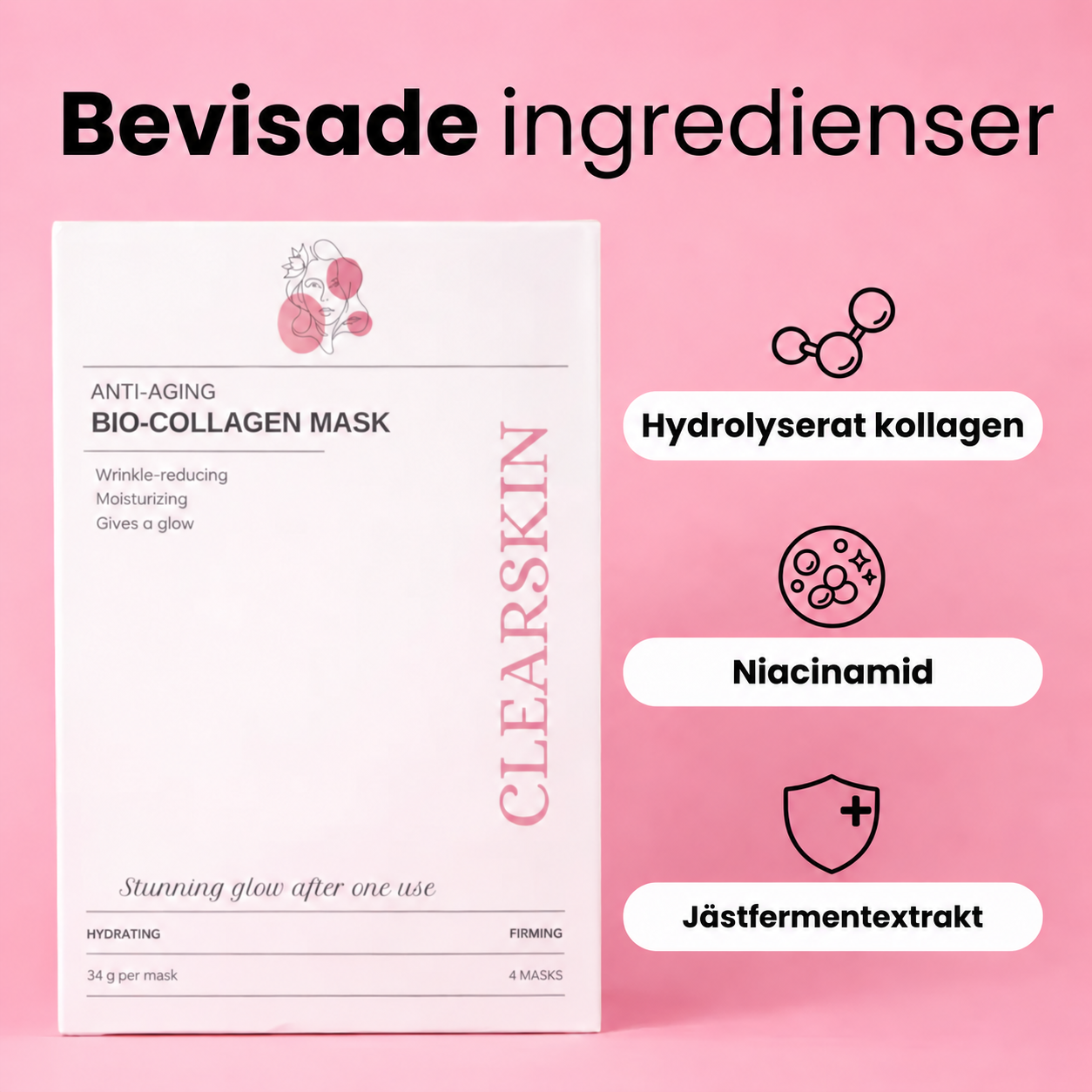Dypt fuktighetsgivende bio-kollagenmaske